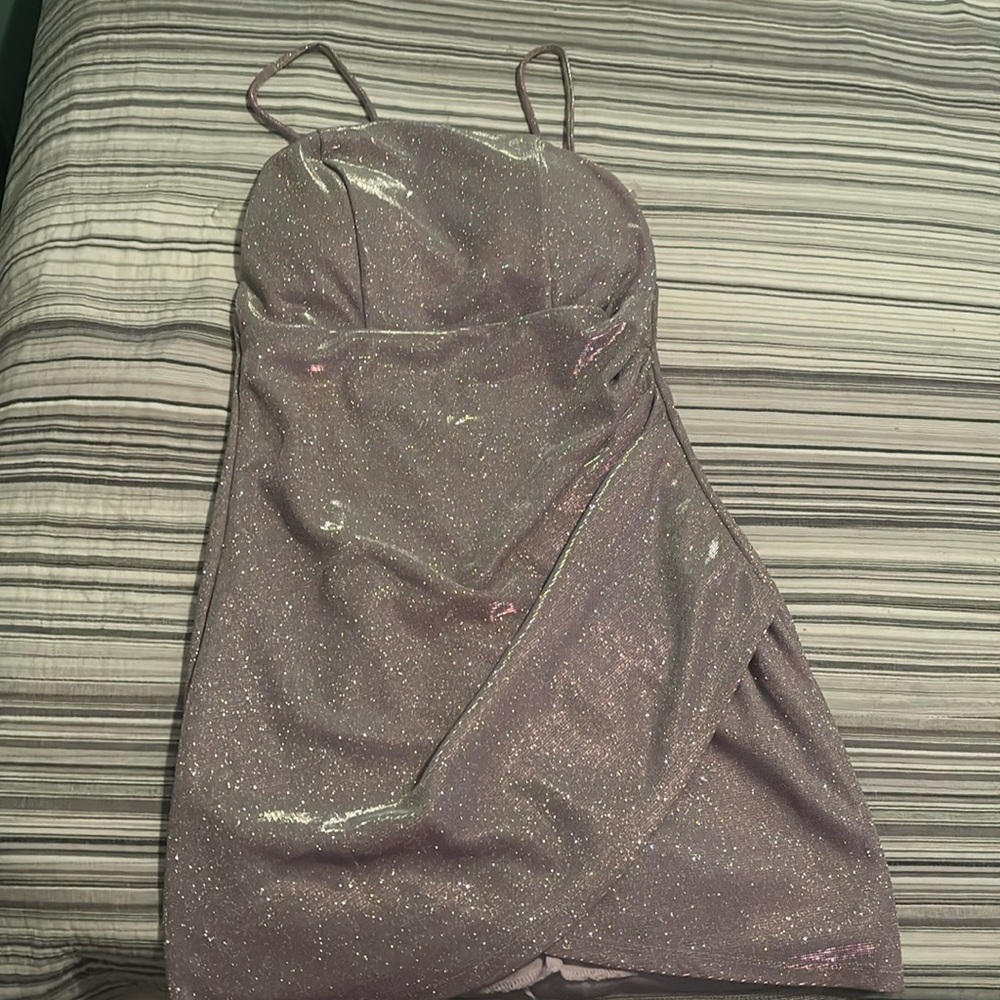 Purple sparkly mini dress
